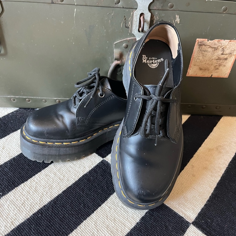 Dr. Martens Black Leather Platform  Oxfords